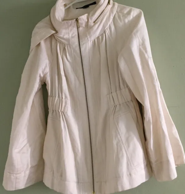 French Connection Full Zip Jacket Womens Size 2 Hooded Turtleneck Coat White