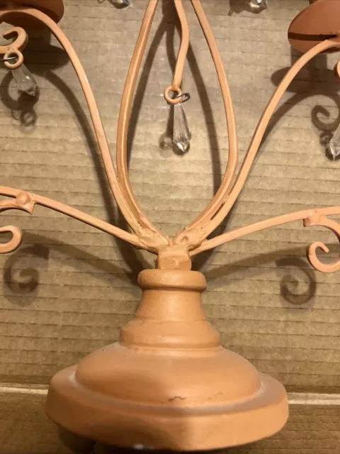 VTG Candlelabra Candle Holder 12.5”x13.5” Boho Kitchy Shabby Sheek Wrought Iron 3