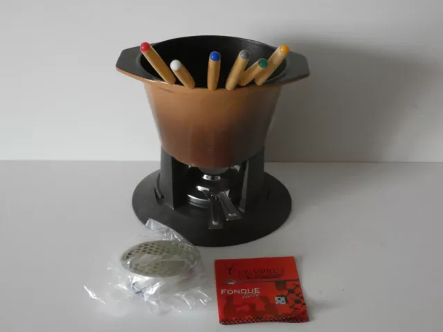 (3) Cousances  Le Creuset Service à fondue / fonte émaillée Marron (21)