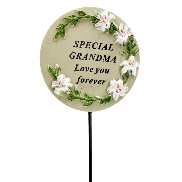 Special Grandma Lily Flower Memorial Tribute Stick Graveside Grave Plaque Stake