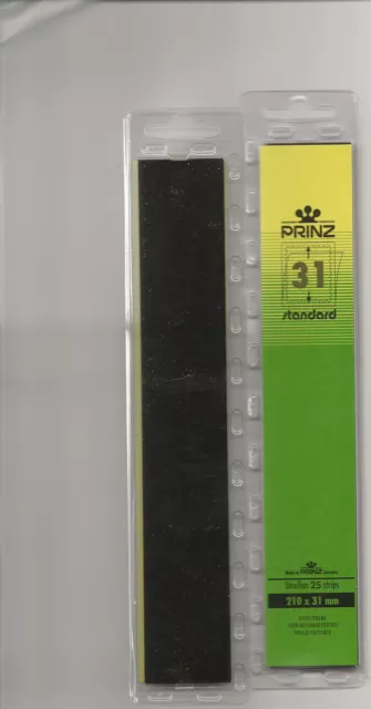 PRINZ STAMP MOUNTS BLACK 31 mm STRIPS x25 IN PACK