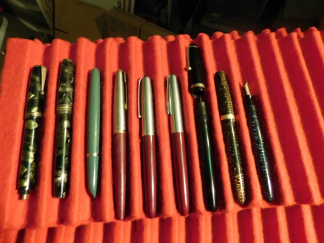 Vintage Lot of Nine (9) Parker Fountain Pens- Vacumatics- 57 Special-Challenger