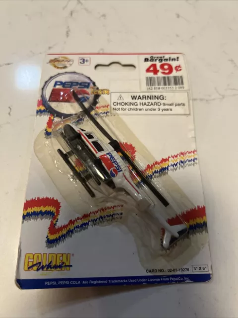 PEPSI Pepsi-Cola Die-Cast HELICOPTER Toy Sealed Golden Wheel White