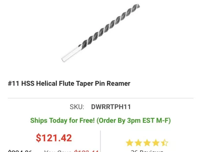 #11 helical taper pin reamer