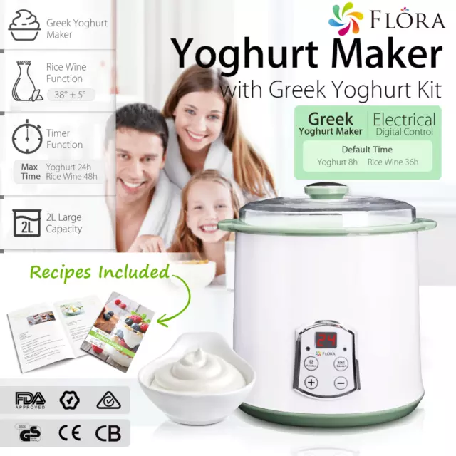 Flora Greek Yoghurt Maker 2L Automatic Yogurt Rice Wine DIY Food Grade Machine