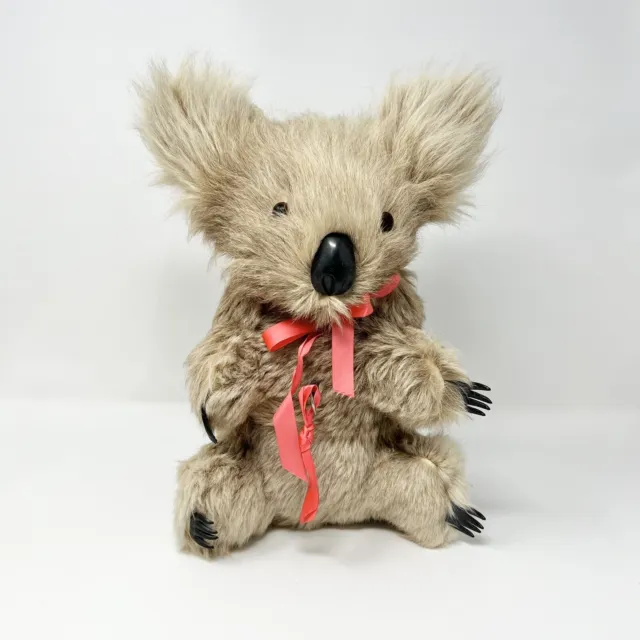 Vintage Kangaroo Fur Koala Bear Music Box Stuffed Animal Plush 15” Australia