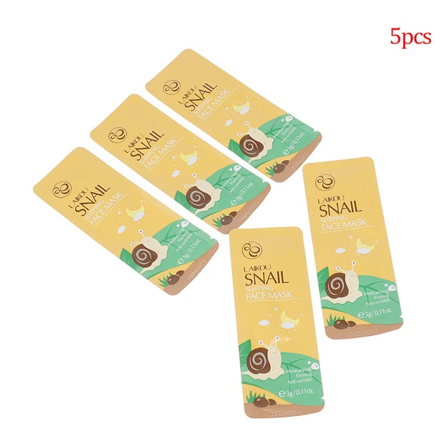 5pcs Snail Face Mask No Washing Portable Travel Anti Wrinkle Moisturizing mask