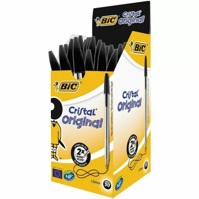 BiC Cristal Original Bolígrafo de punta de bola tinta 15 BOLIGRAFOS NEGRO