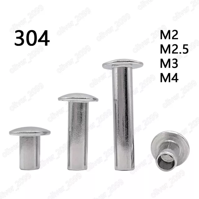 304 Stainless Steel Oval Head Semi Tubular Rivets M2 M2.5 M3 M4