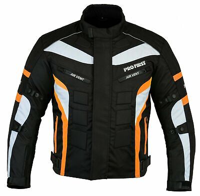 Men Motorcycle Jackets Cordura Waterproof Motorbike Riding Coats Armor Orange UK