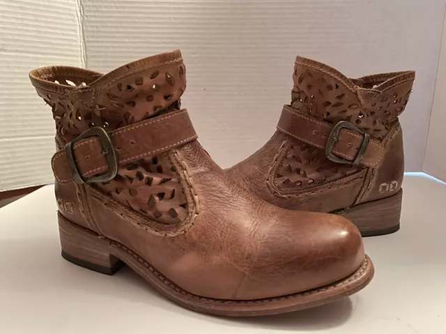 Bed|Stu Becca Rustic brown leather Ankle Boots booties Womens Size 5.5