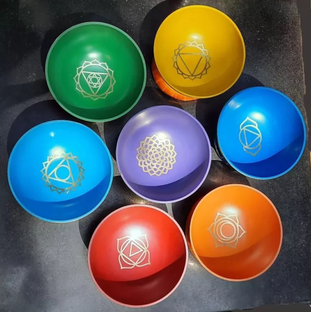 Juego de cuencos tibetanos de 7 chakras en caja - Kit de meditación...