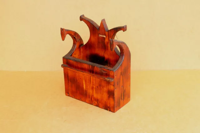 Old Vintage Primitive Wooden Wall Shelf Rack Box for Cutlery Chest Rustic