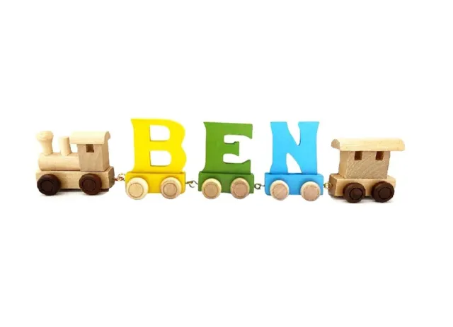 Train Alphabet 26 letters Name Personalized Colorful Wooden as baby Birthdaygift 3