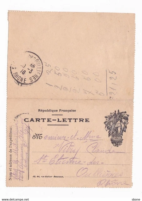 Carte lettre en franchise militaire - Faisceau de 6 drapeaux