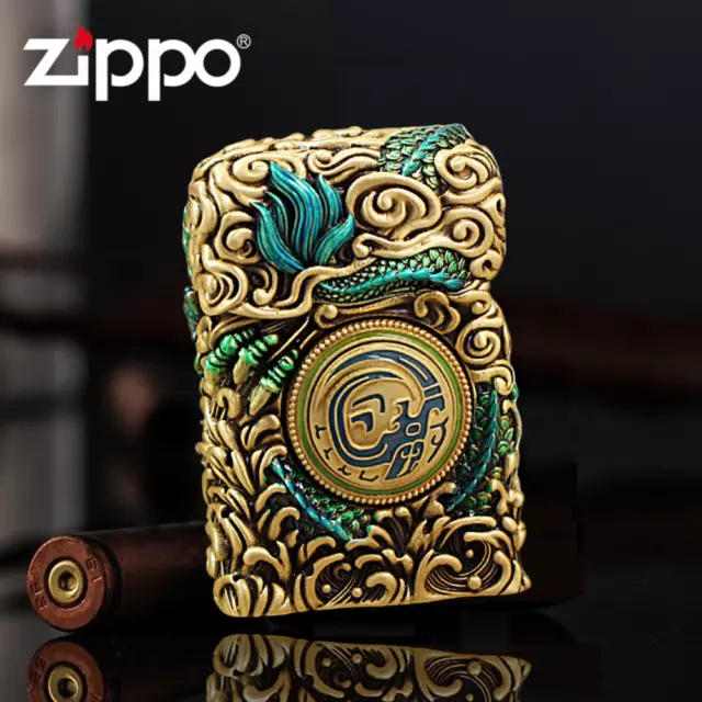 Jacket Luminous Qinglong Dragon Glow In The Dark Zippo Lighter 2