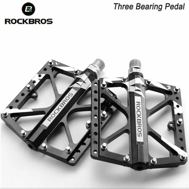 RockBros Bike Pedals Bicycle Flat/Platform Pedals MTB DH BMX 3 Bearing 9/16'' AU 2