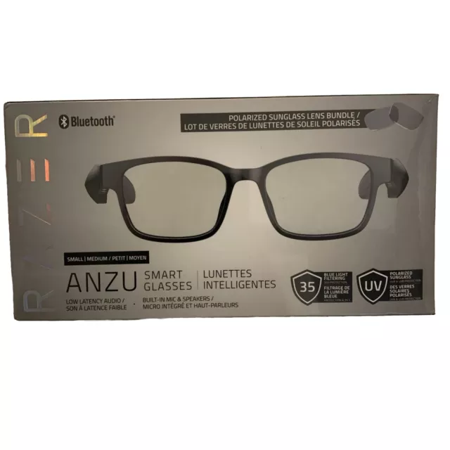 New Razer Anzu Smart Glasses Rectangle Frame Bundle Blue Light Filter FREE SHIP