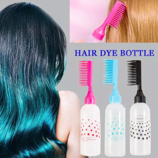 Aplicador de tinción para el cabello botella recargable peluquería botella de champú plástico ~