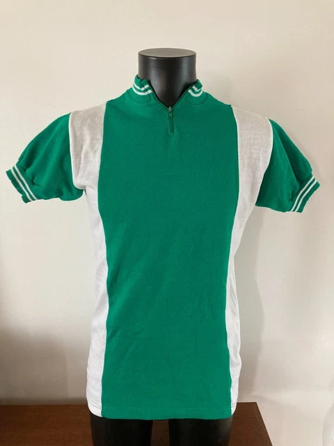 Maillot De Cyclisme Vintage SANCHESKI Années 70 - Taille M, Vert, Manches Courtes - Parfait état Rétro