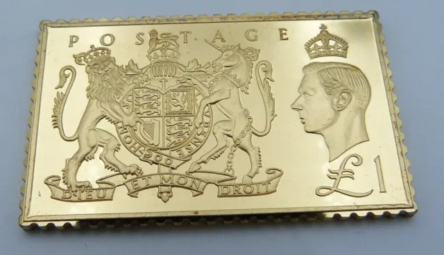 Solid Silver Gilt Stamp Ingot / Empire Collection / United Kingdom £1 2