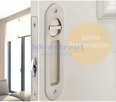 Invisible Handle Door Lock with 2 Keys for Wooden Pocket Doors Silver