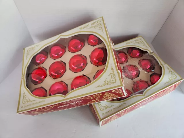 Set 21 Shiny Brite Vintage Red Mercury Glass Christmas Ornaments Original Box