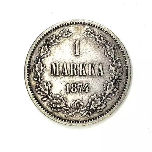 Finland 1 Markka 1874 Old Silver coin - Good condition! Nicholas II KM# 3.2