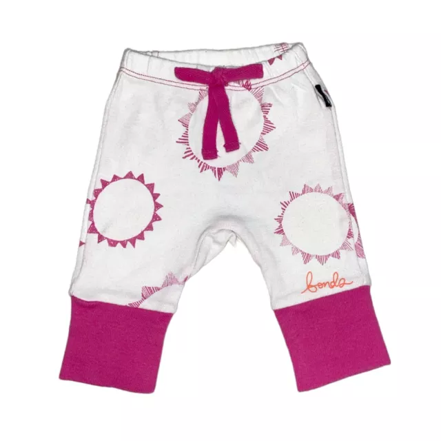 Bonds Baby Girl Pants Newborn Size 0000 Pink White Cotton Sun Circle Print