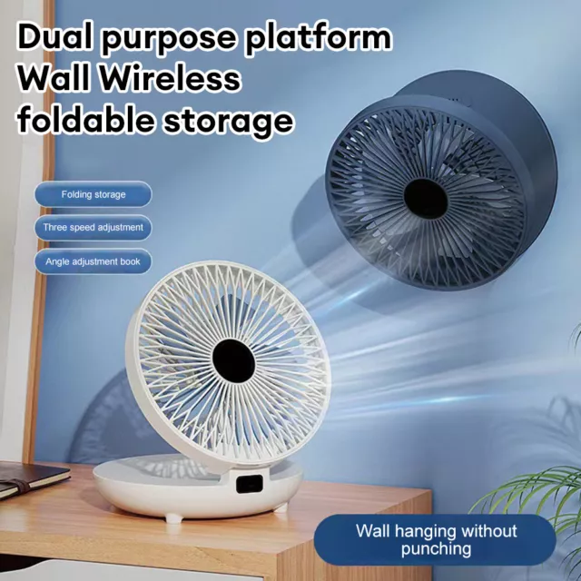 Desktop Wall Mounted Fan Folding Portable USB Charging Fan 3 Speeds Air Cooler