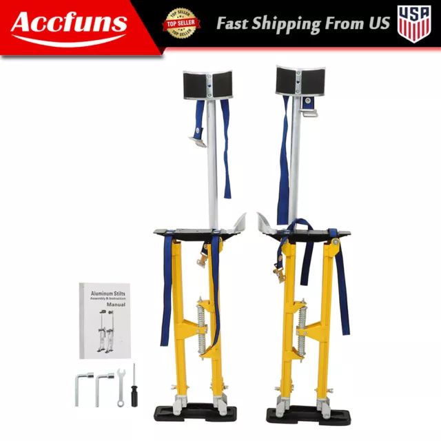 Adjustable Height Stilts Tool 24"-40" Yellow For Painter Taping Aluminum Drywall