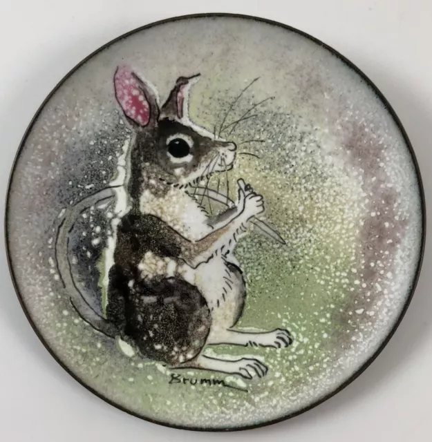 Norman Brumm Enamel On Copper 5” Plate Mouse Or Rat