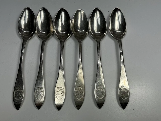 6 Stk altes BIEDERMEIER 12 LOT BESTECK Teelöffel Kaffeelöffel mit Tremolierstich