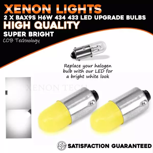 2 x BAX9S H6W 433 434 T4W LED Xenon weiß COB LED GLÜHBIRNE DRL SIDELIGHT RÜCKWÄRTS