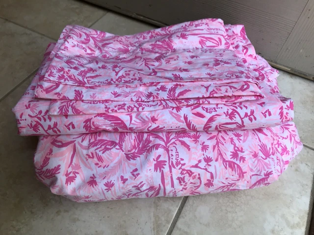 Juego de sábanas rosa Pottery Barn Teen Lilly Pulitzer en el swing de las cosas DOBLE XL