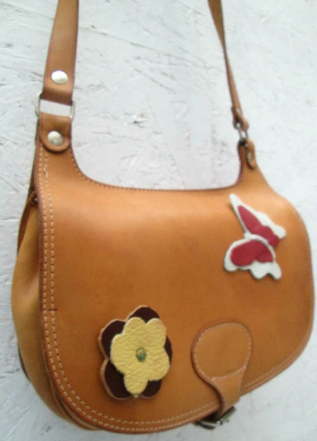 Sac Bandoulière Roots En Cuir Marron - Vintage - Made In Canada - Occasion Petit Modèle