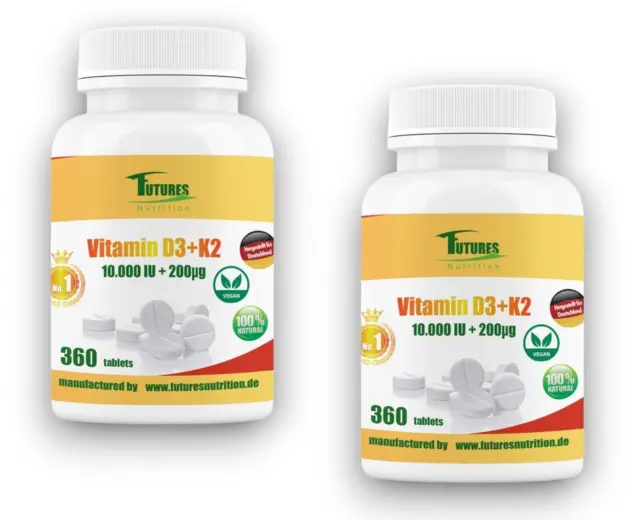 Hochdosiertes Vitamin D3  K2 10.000 I.E.   720 Tabletten