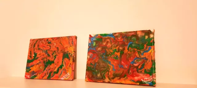 Quadro astratto in Fluid Paint acrilico a base acqua (Acrylic Pouring) cm.18x24