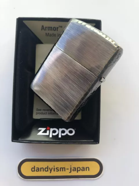 Zippo Oil Lighter Armor Case Skull Antique Silver Serial Number Brass From Japan
