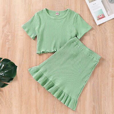 Bambino Baby Kid Girl's Clothes Set Manica Corta T-shirt top e gonne abiti 2