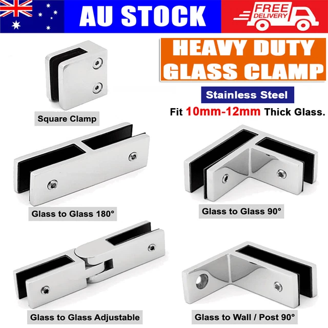 Stainless Steel 10-12mm Wall Glass Clamps Balustrade Pool Fence Joiner Bracket