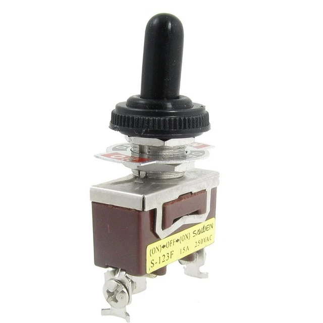 Interrupteur à Bascule Momentané Étanche SPDT 12V 30A - (on)-Off-(on), Montage Panneau 12mm, Capuchon Inclus