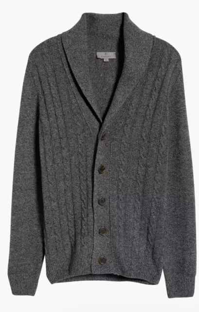 NEW Canali Shawl Collar Black Cable Stitch Wool Cardigan - size 54 #S6121