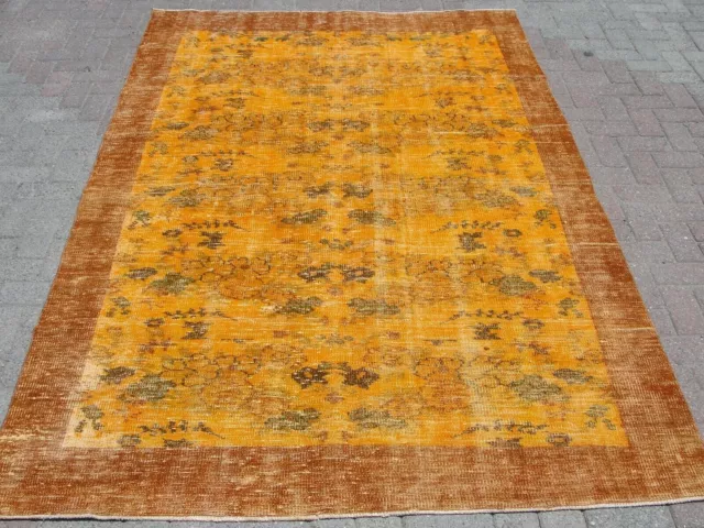 Vintage Wool Geometric Oushak 6x9 Area Rug Hand-knotted Large Carpet