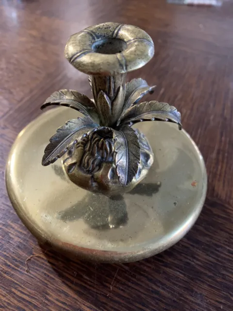 Antique C1920’a Stunning Heavy Brass Pineapple Oasis Leaf Candle Holder