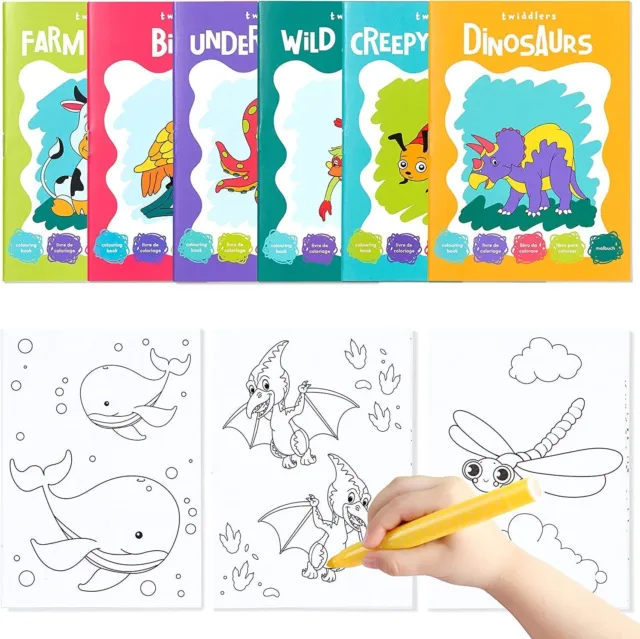 24 Mini Malbücher für Kinder DIN A6 Bauernhof Tiermotive Dinosaurier Ausmalbuch