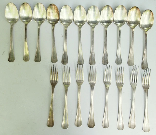 Antique Silver Plated Christofle Set of 19 Forks and Spoons