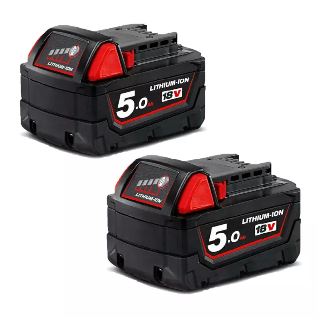 2x For Milwaukee M18 M18B5 M18B6 18v XC 5.0 Ah Li-ion Battery 48-11-1860 Ge