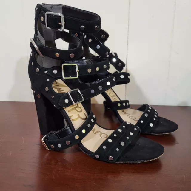 Sam Edelman Womens York Studded Suede Sandals Heels Straps Buckle ShoesSize 9.5