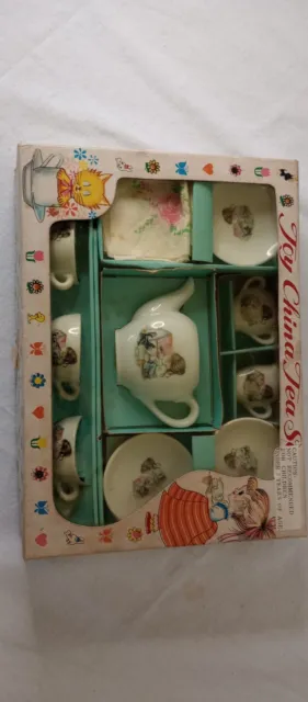 Vintage Toy China Tea Set Made in Japan With Box. Child's Tea Party (D)